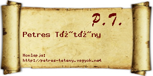 Petres Tétény névjegykártya